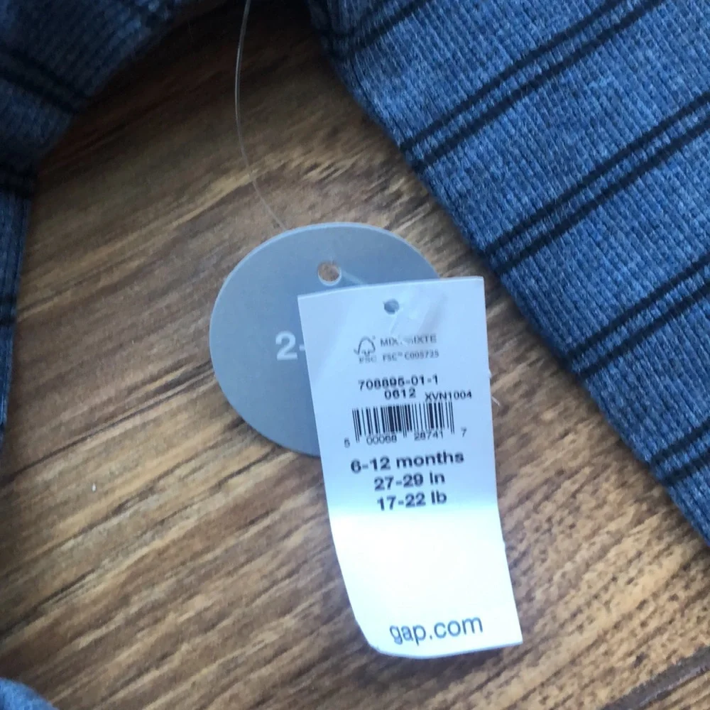 NWT GAP BABY Blue Onesis with pants & 3 pair pants white with black all 6-12 mos - Picture 9 of 9